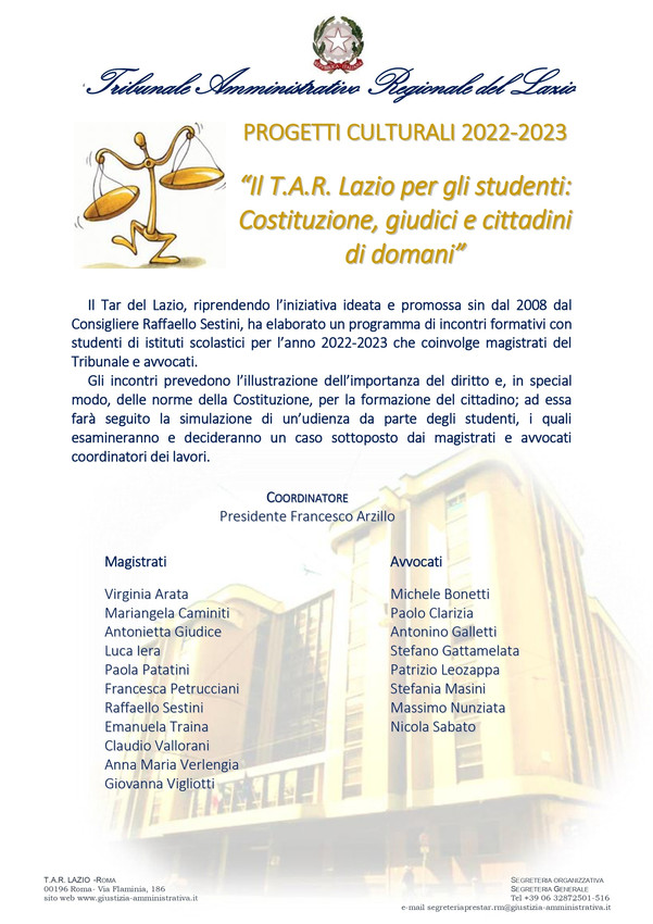 Il T.A.R. Lazio per gli studenti: Costituzione, giudici e ... Immagine 1
